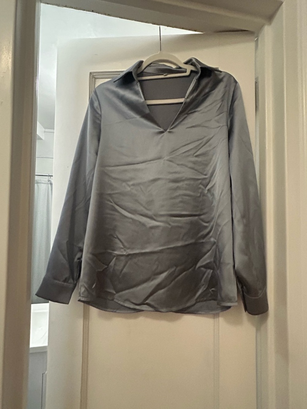 Temperley London Silky Blouse in Light Gray